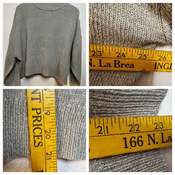 H&M Divided Women L SOFT Cropped Pullover Crewneck Gray Knit Sweater Oversized - Picture 10 of 16